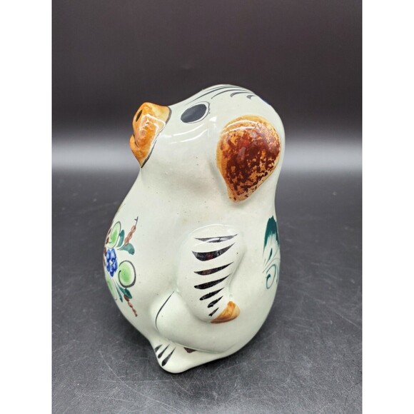 Mexican Tonala Folk Art Pottery Pig Standing Signed Hand Painted NICE - Picture 4 of 12